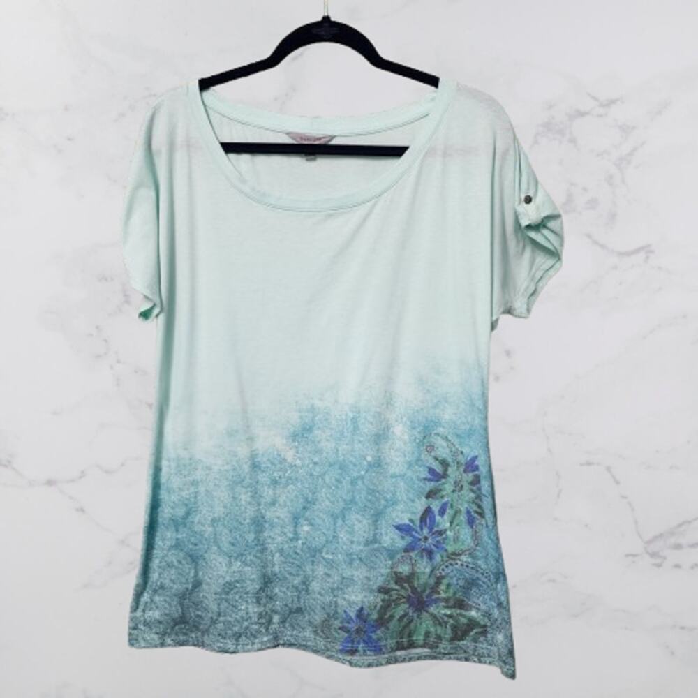 Athleta Paisley Gradient Blue Teal Floral Print XL